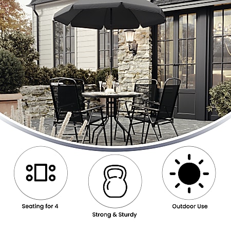 Flash Furniture Nantucket 6 Piece Patio Garden Set Black Office