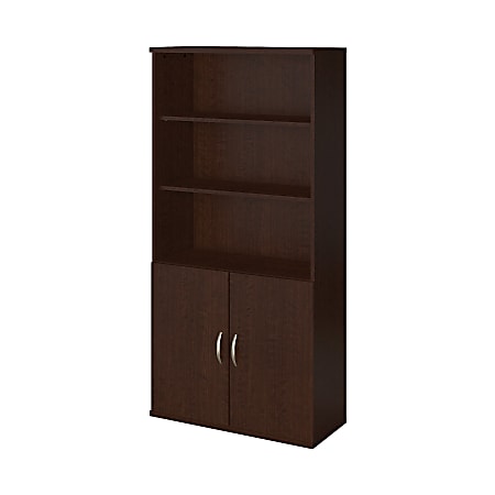 Bush Business Furniture Components Elite 36"W 5-Shelf Bookcase With Doors, Mocha Cherry, Premium Installation