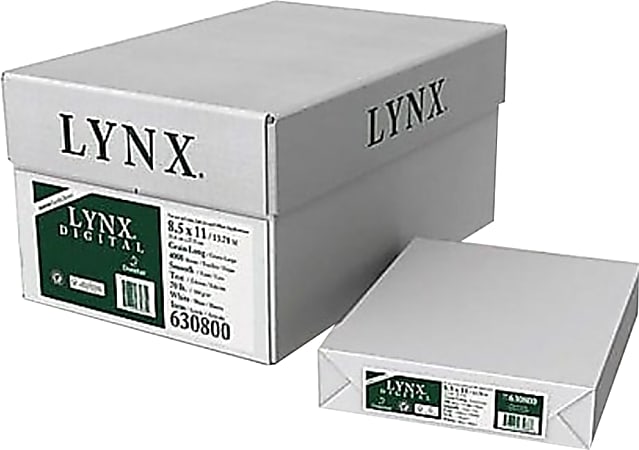 Domtar Lynx Digital Multipurpose Paper, Letter Size (8-1/2" x 11"), 96 Brightness, 70 Lb, White, 500 Sheets Per Ream, Carton Of 8 Reams