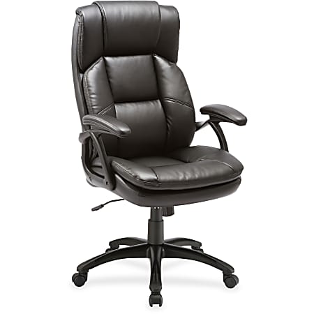 Lorell® Ergonomic Bonded Leather High-Back Chair, Black