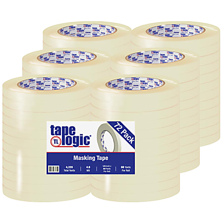 Tape Logic® 2200 Masking Tape, 3" Core, 0.5" x 180', Natural, Case Of 72