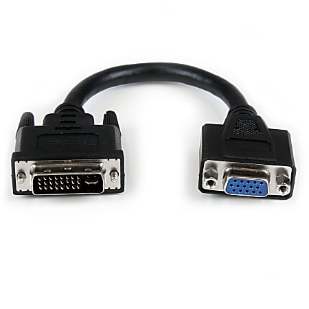 StarTech.com 8in DVI to VGA Cable Adapter - DVI-I Male to VGA Female - Connect your VGA Display to a DVI-I source - dvi male to vga female cable - dvi male to vga adapter - dvi male to vga female - dvi to vga adapter - dvi to vga dongle