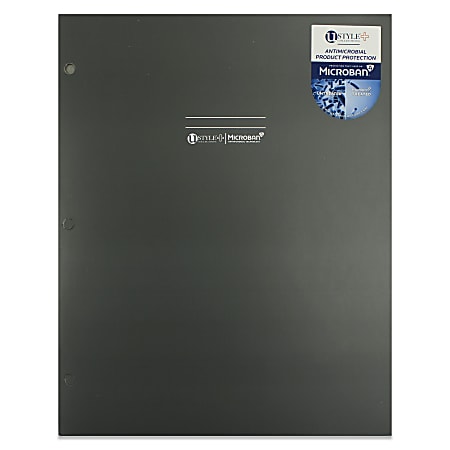 U Style 2-Pocket Paper Folder With Microban® Antimicrobial Protection, 9-9/16" x 11-11/16", Gray