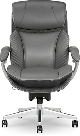 Serta® iComfort i6000 Big & Tall Ergonomic Bonded Leather High-Back Executive Chair, Gray/Silver