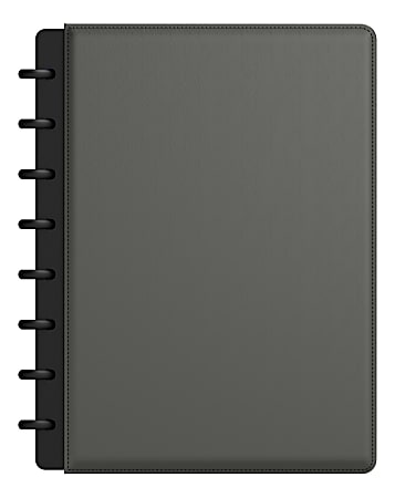 TUL® Discbound Notebook With Leather Cover, Junior Size, Narrow Ruled, 60 Sheets, Smoke Moss Green