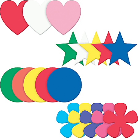 Pacon Wonderfoam Shapes Assortment Set - (Heart, Star, Circle, Flower) Shape - Durable, Strong, Sturdy - Assorted - 1 Set