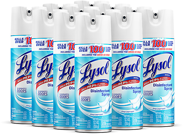 Lysol Disinfectant Spray, Crisp Linen Scent, 12.5 Oz Bottle, Case Of 12