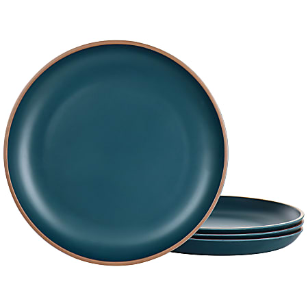 Gibson Home Rockabye 4-Piece Melamine Dinner Plate Set, 10-3/4”, Dark Teal