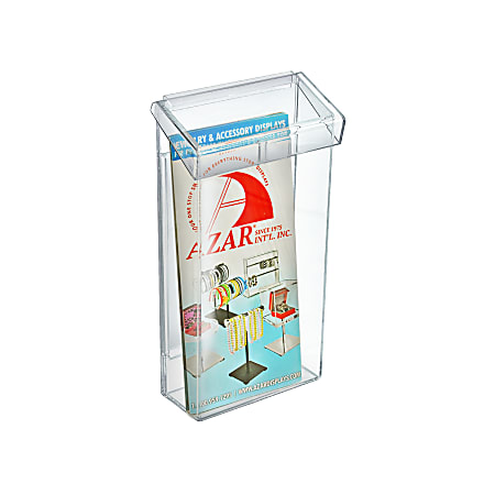 Azar Displays Outdoor Adhesive Wall Mount Trifold Brochure Holders, 10&rdquo;H x 5-1/4&rdquo;W x 2-1/2&rdquo;D, Clear, Pack Of 2 Holders