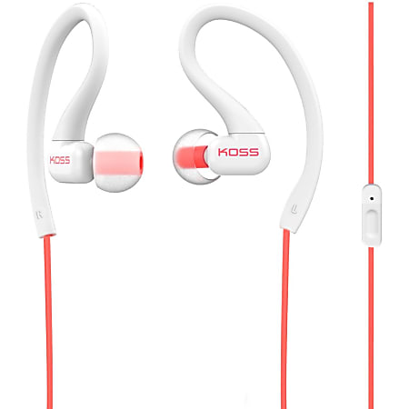 Koss FitClips KSC32i Earset - Stereo - Mini-phone (3.5mm) - Wired - 16 Ohm - 15 Hz - 20 kHz - Earbud, Over-the-ear - Binaural - In-ear - 4 ft Cable - White, Coral