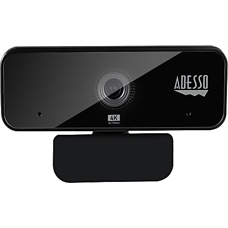Adesso CyberTrack H6 4K Ultra HD Webcam - 8 Megapixel - 30 fps - USB 2.0 - Fixed Focus - Tripod mount - Privacy shutter - 3840 x 2160 Video - Works with Zoom, Webex, Skype, Team, Facetime, Windows, MacOS, and Android Chrome OS
