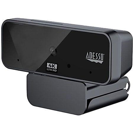 Adesso CyberTrack H6 4K Ultra HD Webcam - 8 Megapixel - 30 fps - USB 2.0 - Fixed Focus - Tripod mount - Privacy shutter - 3840 x 2160 Video - Works with Zoom, Webex, Skype, Team, Facetime, Windows, MacOS, and Android Chrome OS