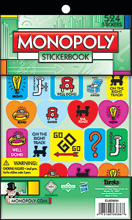 Eureka Recognition Sticker Book, Monopoly, 524 Stickers