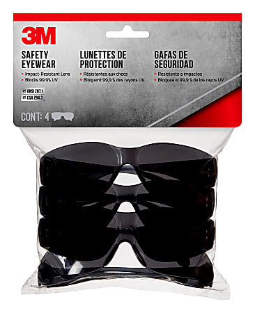 3M™ Safety Eyewear Anti-Scratch, 90954H4-DC, Gray, Gray Lens, 4 Per Pack