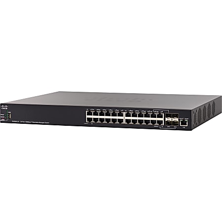 Cisco SX350X-24 24-Port 10GBase-T Stackable Managed Switch - 24 Ports - Manageable - 10 Gigabit Ethernet - 10GBase-T - 2 Layer Supported - Modular - Twisted Pair, Optical Fiber - Rack-mountable - Lifetime Limited Warranty