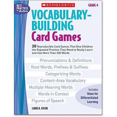 Scholastic Res. Grade 4 Vocabulary Building Card Games Book Printed Book by Liane B. Onish - English