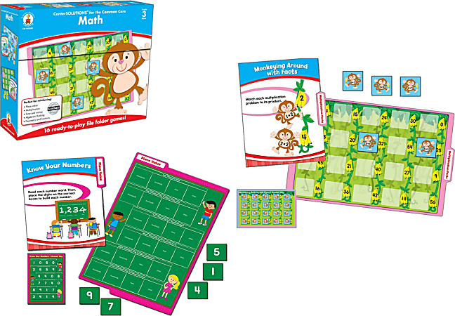 Carson-Dellosa CenterSOLUTIONS® File Folder Games — Math, Grade 3, Box Of 16