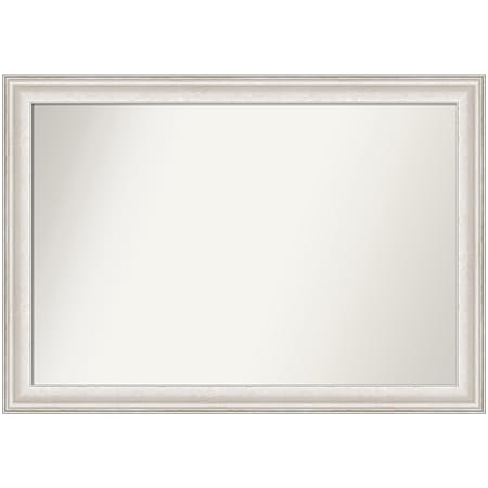 Amanti Art Non-Beveled Rectangle Framed Bathroom Wall Mirror, 28-1/2" x 40-1/2", Trio White Wash Silver