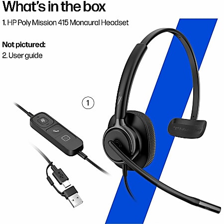 HP Poly Mission 415 On Ear Wired Headset Black C01B2AAAC3 - Office Depot