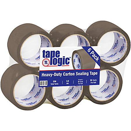 Tape Logic® #350 Industrial Acrylic Tape, 3" Core, 3" x 55 Yd., Tan, Case Of 6