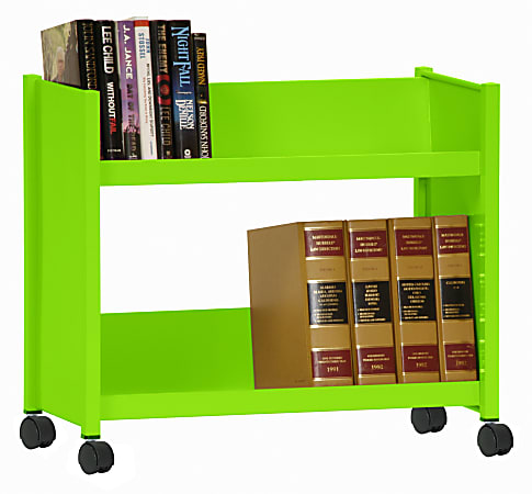 Sandusky® Book Truck, Single-Sided With 2 Sloped Shelves, 25"H x 29"W x 14"D, Lime Green