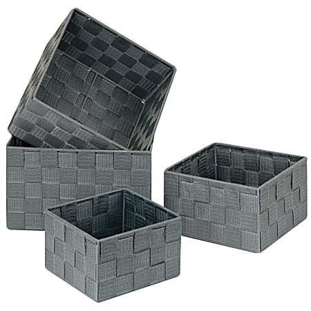 GNBI 4-Piece Woven Cube Set, Assorted Sizes (XS, S, M, L), Gray, Set Of 4