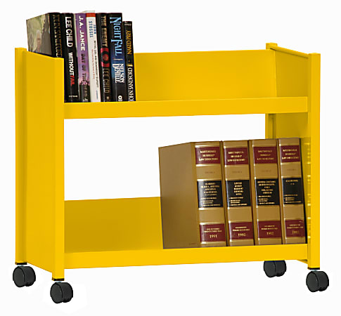 Sandusky® Book Truck, Single-Sided With 2 Sloped Shelves, 25"H x 29"W x 14"D, Yellow
