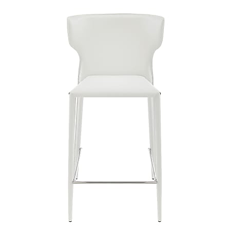 Eurostyle Divinia Regenerated Leather Counter Height Stools, White, Set Of 2 Stools