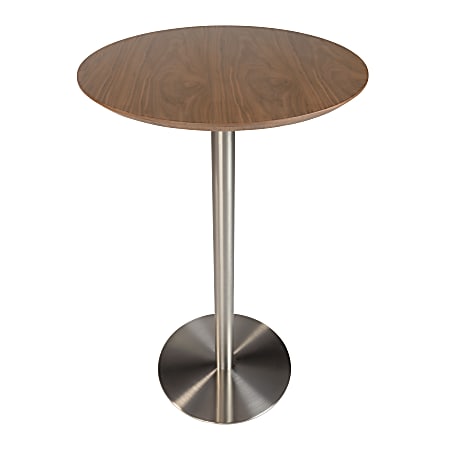 Eurostyle Cookie-B Bar Table, 41-1/3”H x 25-3/5”W x 25-3/5”D, Brushed Steel/Walnut