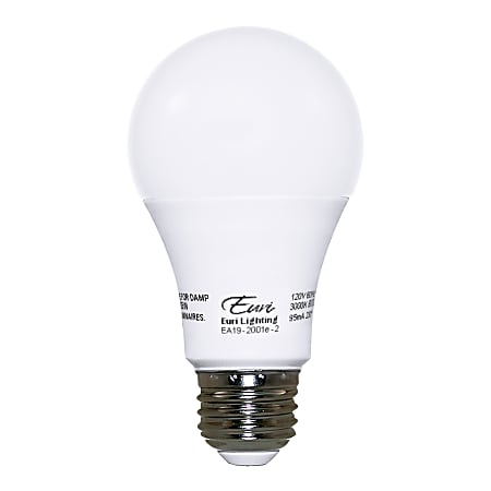 Euri A19 Dimmable 230° 800 Lumens LED Light Bulbs, 9.5 Watt, 5000 Kelvin/Daylight, Pack Of 2 Bulbs