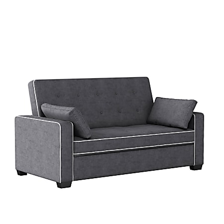 Lifestyle Solutions Serta Andrew Convertible Sofa, Full Size, 38-3/5”H x 66-1/2”W x 37-3/5”D, Charcoal