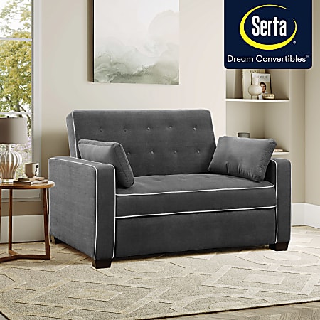 Serta Full Andrea Convertible Futon Sofa Bed Charcoal