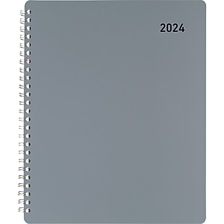 2024 Office Depot® Brand Monthly Planner, 7" x 9", Silver, January To December 2024 , OD001730