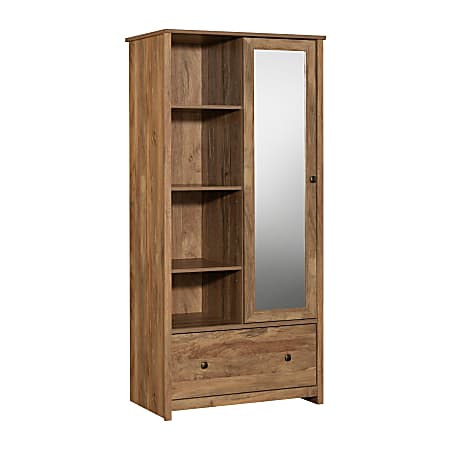 Sauder River Ranch Storage And Wardrobe Armoire With Mirror, Garment Rod And Drawer, 71-1/2”H x 33-3/4”W x 20-1/2”D, Sindoori Mango