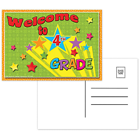 Top Notch Teacher Products Welcome To 4th Grade Postcards, 4 1/2" x 6", Multicolor, 30 Postcards Per Pack, Bundle Of 12 Packs