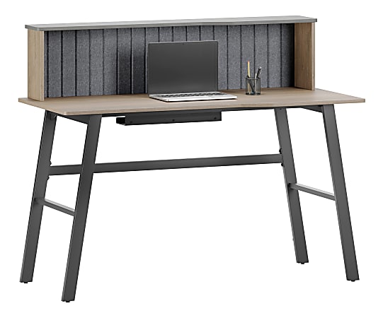 Realspace® Nashira 52"W Computer Desk With Detachable Hutch, Light Oak/Gray