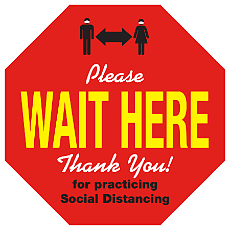 Alliance Social Distancing Floor Decals, Please Wait Here,