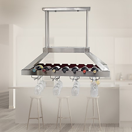 Elegant Designs 2 Light LED Overhead Wine Rack Lamp Brushed Nickel ...