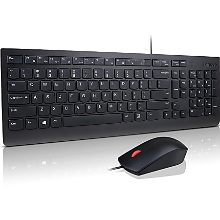 Lenovo Essential Wired Keyboard and Mouse Combo - US English - USB Membrane Cable - English (US) - Black - 4X30L79883