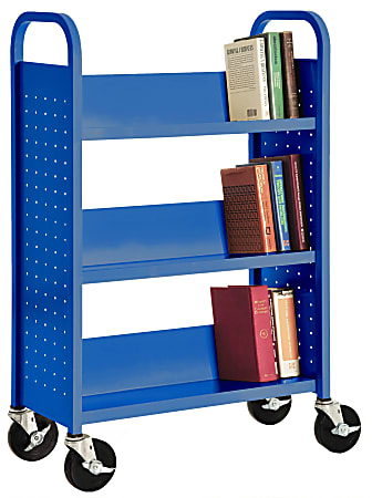 Sandusky® Book Truck, Single-Sided With 3 Sloped Shelves, 46"H x 32"W x 14"D, Putty