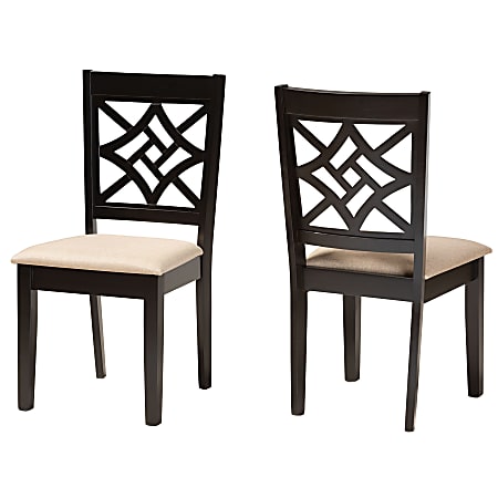 Baxton Studio Nicolette Fabric Dining Chairs, Sand/Dark Brown, Set Of 2 Dining Chairs