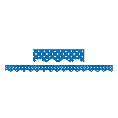 Teacher Created Resources Border Trim, 2 3/16" x 35", Blue Mini Polka Dots, Pack Of 12