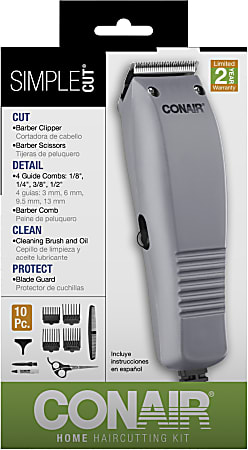 Conair Simple Cut 10-Piece Basic Haircut Kit, Gray