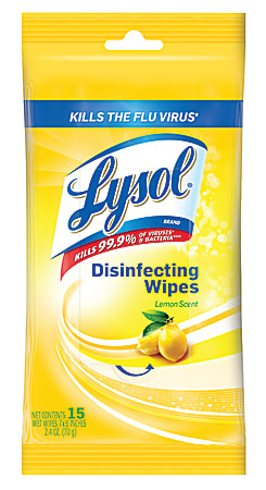 Lysol® Disinfecting Wipes, Lemon, Pack of 15 Wipes