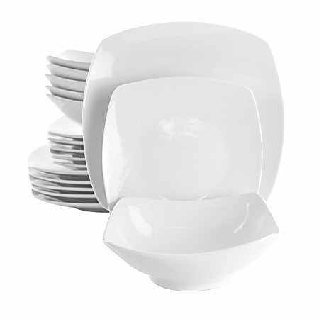 Elama Newman 18-Piece Square Porcelain Dinnerware Set, White