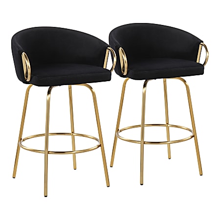 Lumisource Claire Counter Stools, Black/Gold, Pack Of 2 Stools