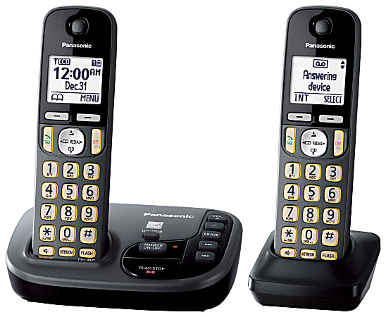 Panasonic® KX-TGD222M DECT 6.0 Expandable Cordless Phone System With Digital Answering System, Metallic Black