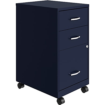 Lorell® SOHO 15"W Mobile 3-Drawer Organizer Cabinet, Navy
