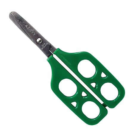 American Educational Products PETA Dual-Control Training Scissors, Left Handed, 2 1/2", Blunt, Green, Pack Of 2