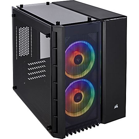 Corsair Crystal 280X Computer Case - Black - Tempered Glass - 2 x 4.72" x Fan(s) Installed - Micro ATX Motherboard Supported - 6 x Fan(s) Supported
